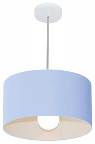 Lustre Pendente Cilíndrico Md-4031 Cúpula em Tecido 40x21cm Azul Bebê - Bivolt