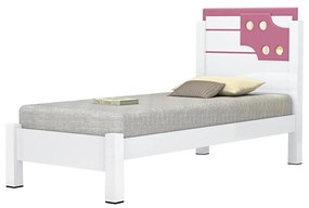 Cama Luiza Solteiro Branco/Rosa – Vitamov