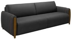 Sofá 3 Lugares 223cm Pés Madeira Amaranto Z32 PU Preto - Mpozenato