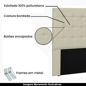 Cabeceira Decorativa Casal 1,40M Tropea PU Marfim G63 - Gran Belo