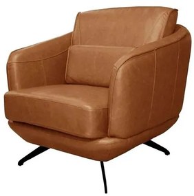 Poltrona Ellis Couro Caramelo Pés de Ferro Fixo 86cm - 70010 Sun House