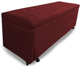 Calçadeira Baú com Sapateira Queen 160cm Paris Suede Bordô - Sheep Estofados - Vermelho escuro