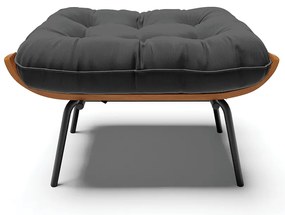 Kit 02 Puffs Costela Suede Base Metálica Preto - D'Rossi - Preto