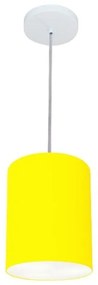 Lustre Pendente Cilíndrico Md-4012 Cúpula em Tecido 18x25cm Amarelo - Bivolt