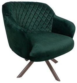 Poltrona Decorativa Kitana Pés Champagne Giratório Veludo Verde G15 - Gran Belo