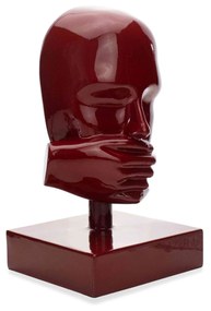 Escultura Mascara Rosto Silêncio Em Cerâmica Vermelho Ocre 25x15 Cm - D'Rossi