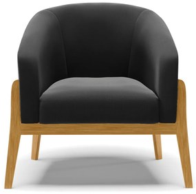 Poltrona Decorativa Base de Madeira kit 2 Stella Suede D03 - D'Rossi - Preto