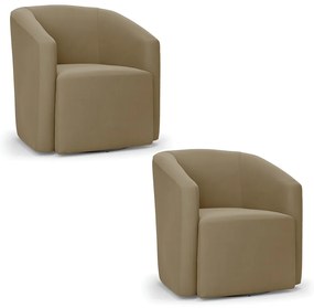 Poltrona Decorativa Base Giratória Kit 2 Stella Max Suede Marrom Rato D03 - D'Rossi