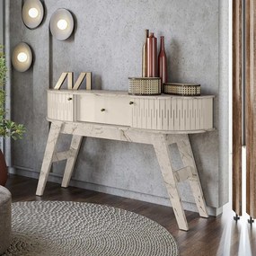 Aparador Decorativo Lauro 2 Portas Deslizantes MDP 1 Gaveta Calacata/OffWhite G97 - Gran Belo