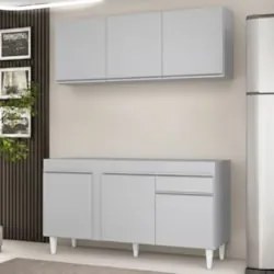 Armário Cozinha e Balcão Para Pia 150cm Dakota Cinza Claro  - Lumil