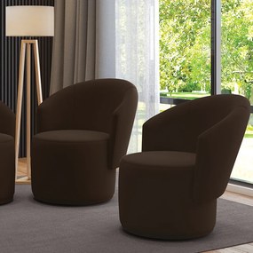 Poltrona Decorativa Orgânica Fixa para Sala Kit 2 Malu Suede M11 - D'Rossi - Marrom