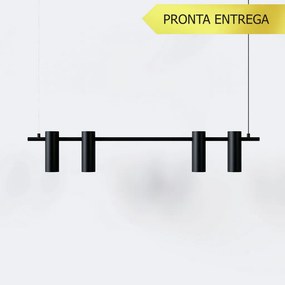 Pendente Tube Transpass Em Par 5,7X16,7X95Cm Alumínio 04Xmr16 - Qimpor... (PRETO)