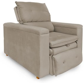 Poltrona Reclinável Retrátil Onix Suede Bege - Sheep Estofados - Bege