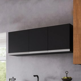 Armário Cozinha Aéreo 120cm 3 Portas Leticia A01 - D'Rossi - Preto