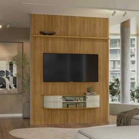 Home Theater Killua 2 Portas Deslizantes MDP até 65 Cumaru/Opala G97 - Gran Belo