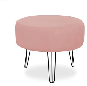 Kit 04 Puffs Redondos para Sala Chloe Suede Crepe