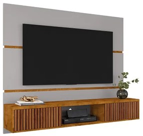 Painel Para TV Âmbar Off White Com Naturalle Ripado – Bechara Móveis