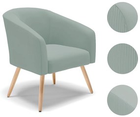 Poltrona Decorativa Pé Palito Natural Stella Cotelê Ext/Veludo D03 - D'Rossi - Menta
