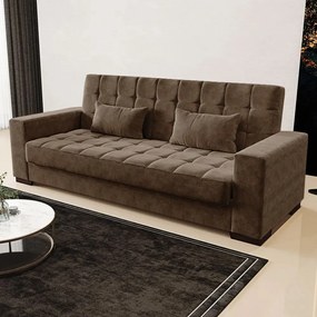 Sofá Cama Sala de Estar 210cm Beesley Suede Marrom G19 - Gran Belo