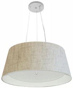 Lustre Pendente Cone Md-4015 Cúpula em Tecido 25/60x50cm Rustico Bege / Branco - Bivolt