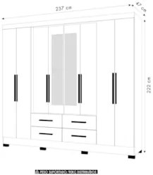 Guarda Roupa Casal 237cm Com Espelho Archi Freijó/Off Z17    - Mpozena