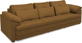 Sofá Retrátil Manual Sala de Estar Nolan Bipartido 332cm Conforto Premium em Couro Mel G58 - Gran Belo