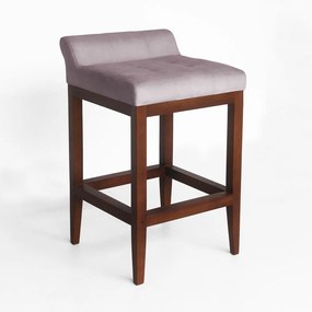 kit 2 Banquetas Alta Lotus Base Madeira Maciça Estofada Suede Crepe