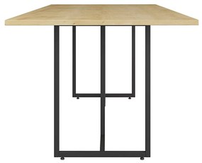 Mesa de Jantar 06 Lugares Lina 180 cm Natural Base Metálica Industrial Preto - D'Rossi
