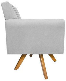 Poltrona Laura Base Giratória de Madeira Suede Branco - ADJ Decor