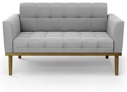 Sofá Namoradeira e 2 Poltronas Base Madeira Castanho Ana Suede Cinza -