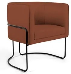 Poltrona Decorativa Base Aço Betina B-355 Linho Laranja - Domi