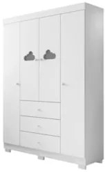 Guarda Roupa Infantil 4 Portas 3 Gavetas Amora Z39 Branco - Mpozenato