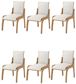 Kit 6 Cadeiras Decorativa Sala de Jantar Madeira Maciça Pedri Linho Off White/Imbuia G42 - Gran Belo