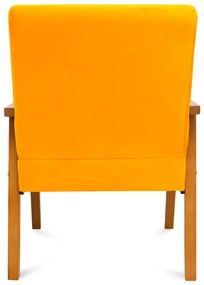 Poltrona Decorativa Alexa Braça de Madeira Suede Amarelo - Sheep Estofados