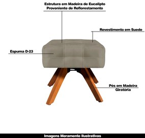 Puff Decorativo Base Giratória Karen Suede Nude G19 - Gran Belo