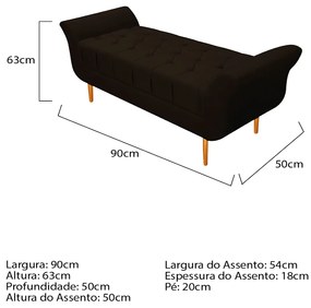 Recamier Estofado Ari 90 cm Solteiro Corano Marrom - ADJ Decor