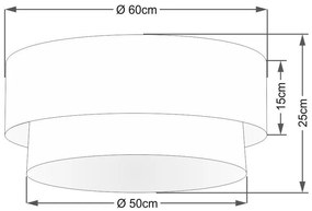 Plafon Duplo Cilíndrico Vivare Md-3024 Cúpula Tecido 60x50cm - Bivolt