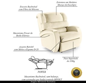 Poltrona do Papai Sala de Cinema Reclinável Kylie Power Touch PU Bege G23