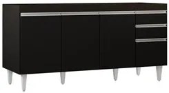 Balcão Gabinete 160cm Sem Tampo 4 Portas 2 Gavetas Arkansas Preto - Lu
