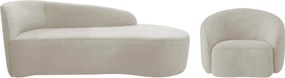 Kit Divã Recamier Orgânico França 140cm Lado Direito e Poltrona Amore Linho