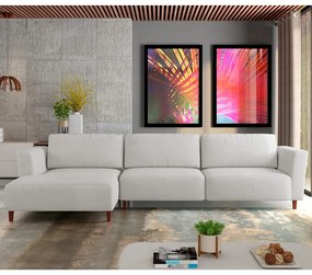 Sofá 290cm com Chaise Esquerda Franz Suede Cinza G52 - Gran Belo