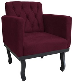 Poltrona Classic Pés Luís XV Suede Bordô - ADJ Decor