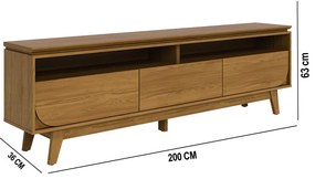 Rack TV 75 Pol 200cm Bancada para Sala Elarin Cumaru M20 - D'Rossi