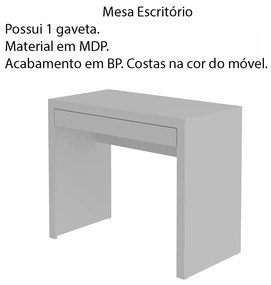 Mesa para Escritório Home Office ME4107 MDP Branco G69 - Gran Belo