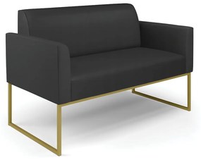 Sofá Namoradeira Base Industrial Dourado Marisa Corino D03 - D'Rossi - Preto