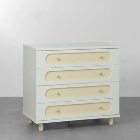 Cômoda Aurora Clássica 4 Gavetas - Branco e Nature