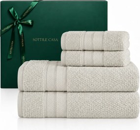 Kit 4 Pçs Toalhas Karsten 100% Algodão Nuvia c/ Caixa de Presente Natal - Platina Platina