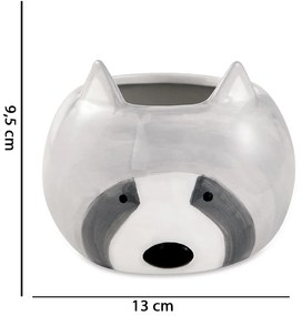 Cachepot "Guaxinim" Cinza em Cerâmica 9,5x13 cm - D'Rossi