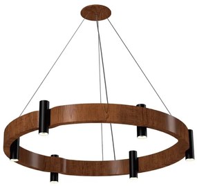 Pendente Lamina Natural Imbuia Redondo 80Cm Flow