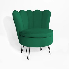 Poltrona Dália Pés Hairpin Legs Preto Veludo Verde